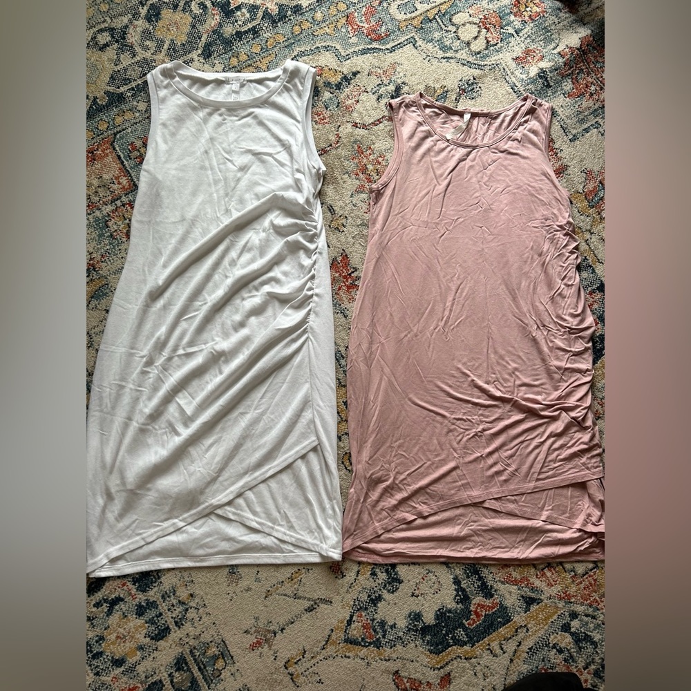 Two pink blush maternity dresses. Pink is medium. White is large. Super cute!